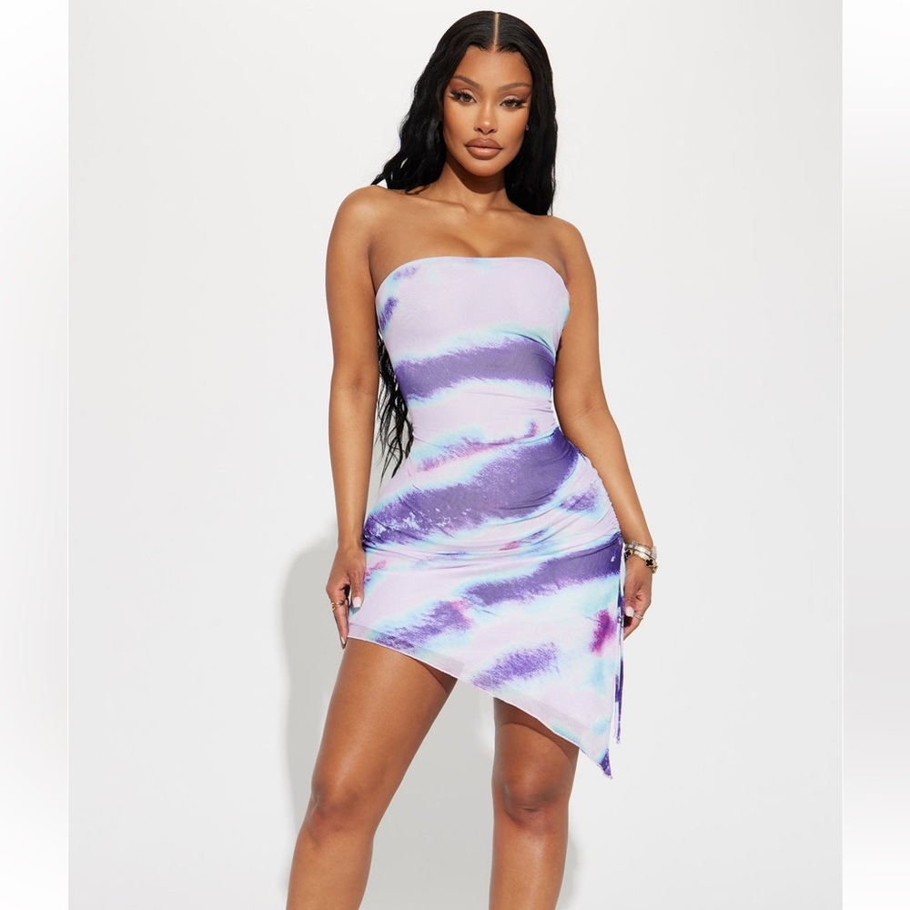 White Sands Mesh Mini Dress - Purple/combo